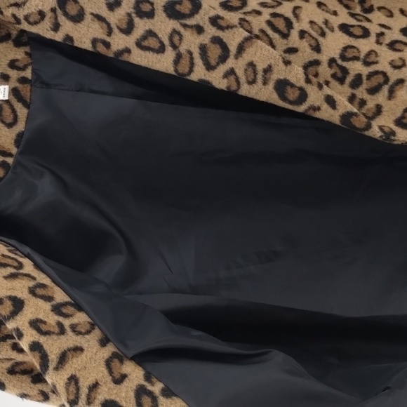 Ellison one button coat jacket size large fleece feel with pockets animal print - Picture 9 of 11